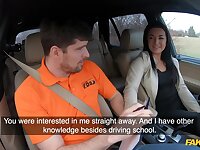 Amateur czech student driver doll banged on backseat