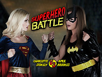 April Brookes  Charlotte Stokely in Superhero Battle - WankzVR